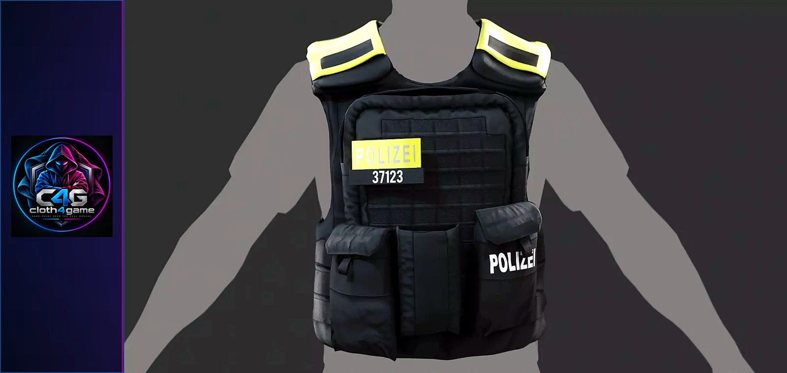 Berlin Police Tactical Vest Polizei FIVEM Uniform - 3D model render by Cloth4Game